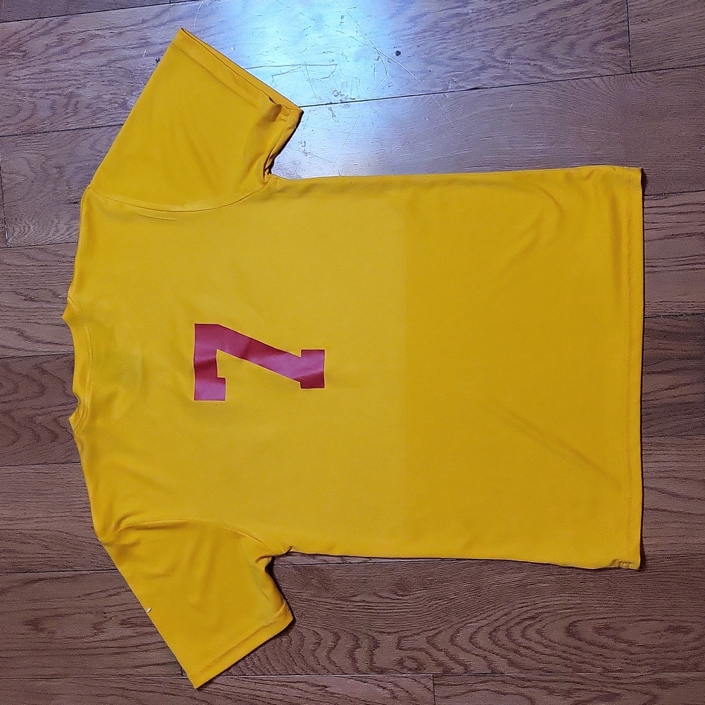 Vintage McDonalds Softball Baseball Tee TShirt Yellow Red #7 Youth Large - Picture 2 of 3